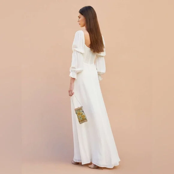 NEW NWT Reformation Stars Puff Sleeve Wedding Bridal Dress Gown - Picture 3 of 11